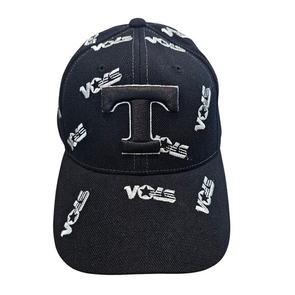 Vintage University Of Tennessee Volunteers Strapback Hat UT Black Wool All Over - Picture 1 of 8